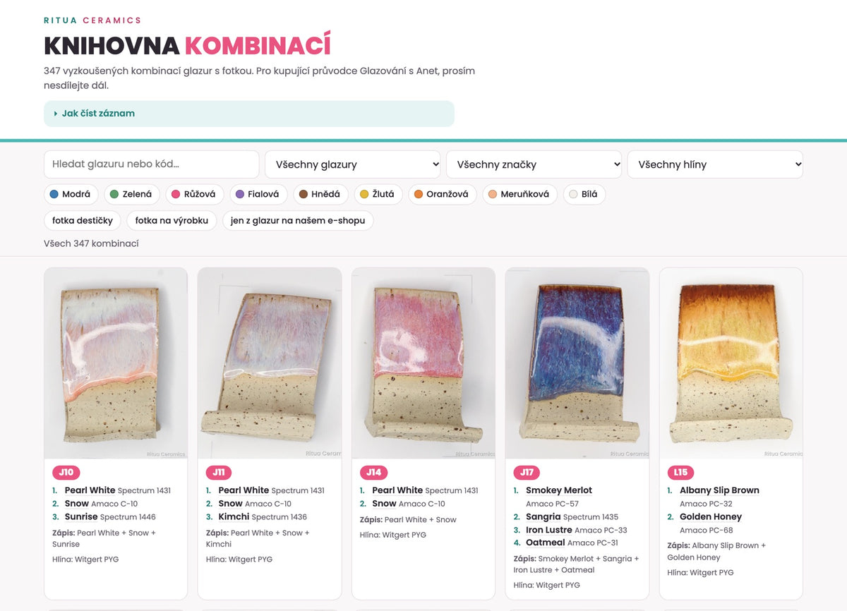 Knižnica kombinácií na počítači – vyhľadávanie, filtre a karty kombinácií