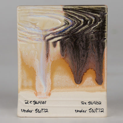 Na SW-401 Light Flux (vlevo) a SW-402 Dark Flux (vpravo), cone 6 – oxidace