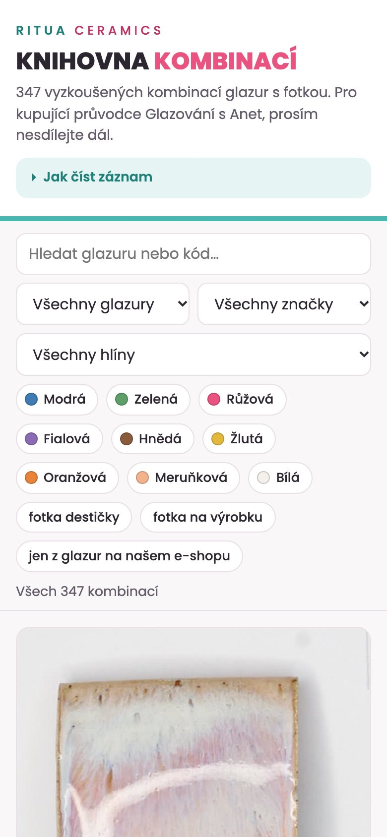 Knižnica kombinácií v mobile