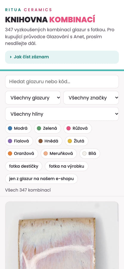 Knižnica kombinácií v mobile