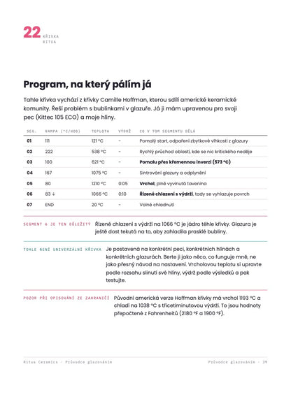 Strana sprievodcu s programom výpalu
