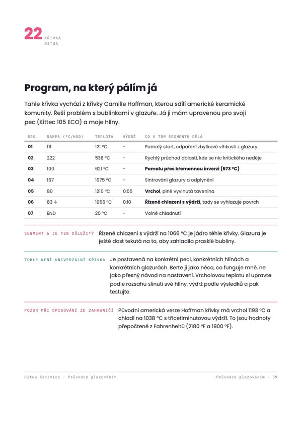 Strana sprievodcu s programom výpalu